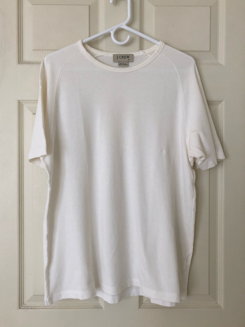 NWOT J. Crew Cotton Pique Men’s Crew Neck Short Sleeve White Tee Shirt Size M